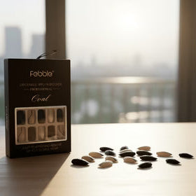 Febble - Elegant Black Nude Oval Nails